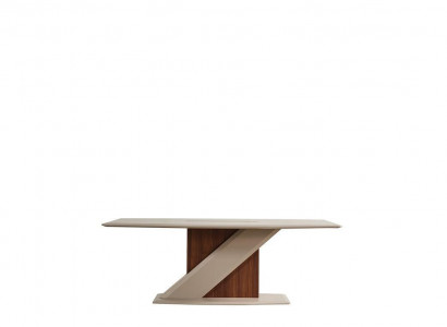 Chic comfortable dining table in the dining room in beige color made of quality wood
